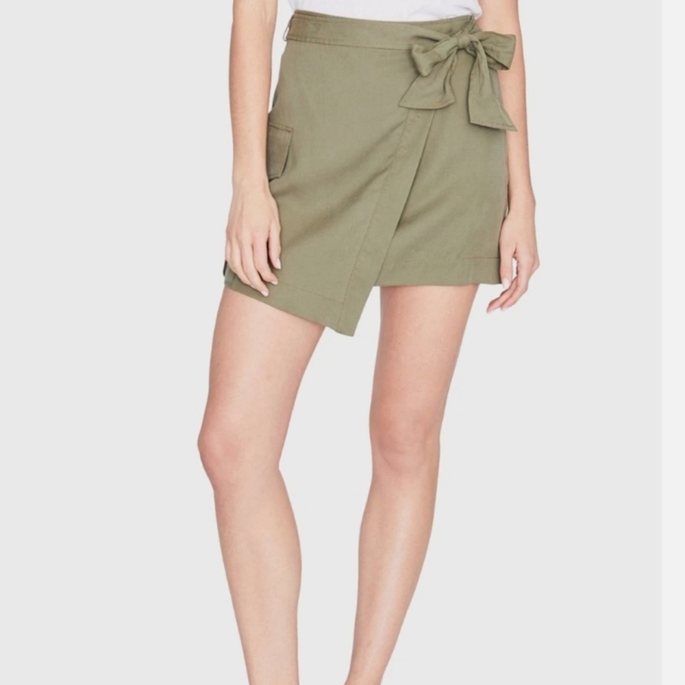 Rache Roy Size Small Utility Green Wrap Skirt with Side Tie